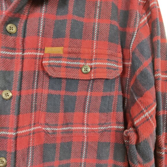 Orvis Men's Button Down Flannel Shirt in Red Blue Size XL 100% Cotton Christmas - Picture 4 of 10